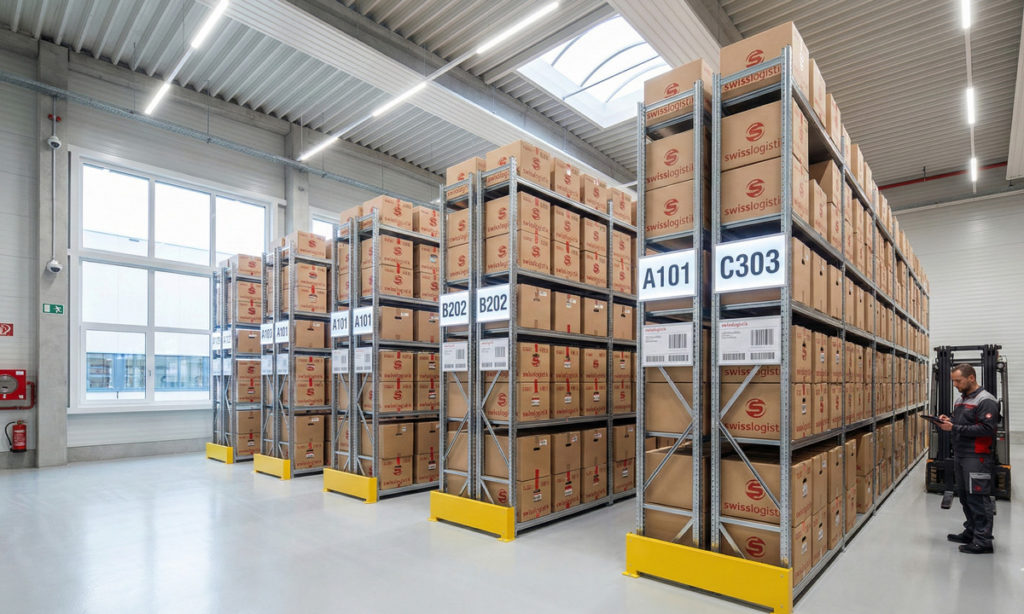 Sauberes, sicheres Lagerhaus mit nummerierten Lagerboxen