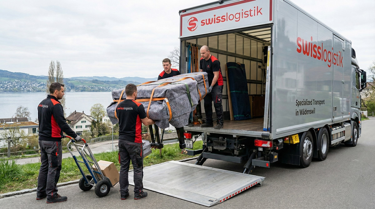 Umzugsunternehmen Wädenswil bei der sicheren Verladung eines Konzertflügels – Spezialtransport Klavier