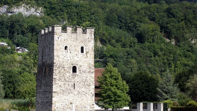 Umzug in Stansstad – Bildmotiv: Schnitzturm und Turmhaus am See